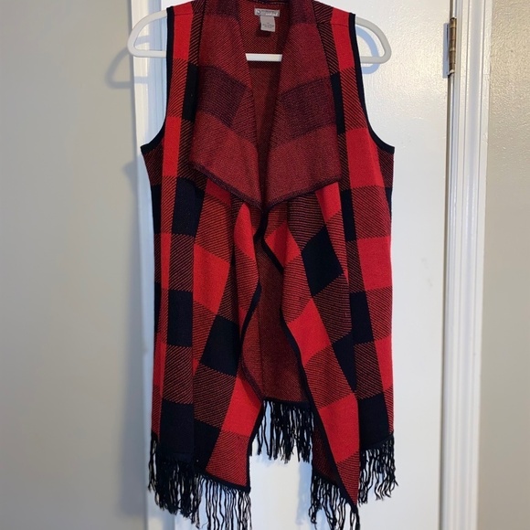 New Directions Weekend size medium ladies buffalo plaid long vest - Picture 1 of 6
